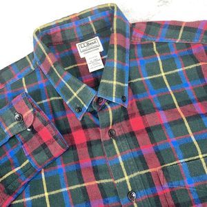 L.L. Bean Mens XL Tall Slightly Fitted Multicolor Plaid Long Sleeve Flannel‎ EUC